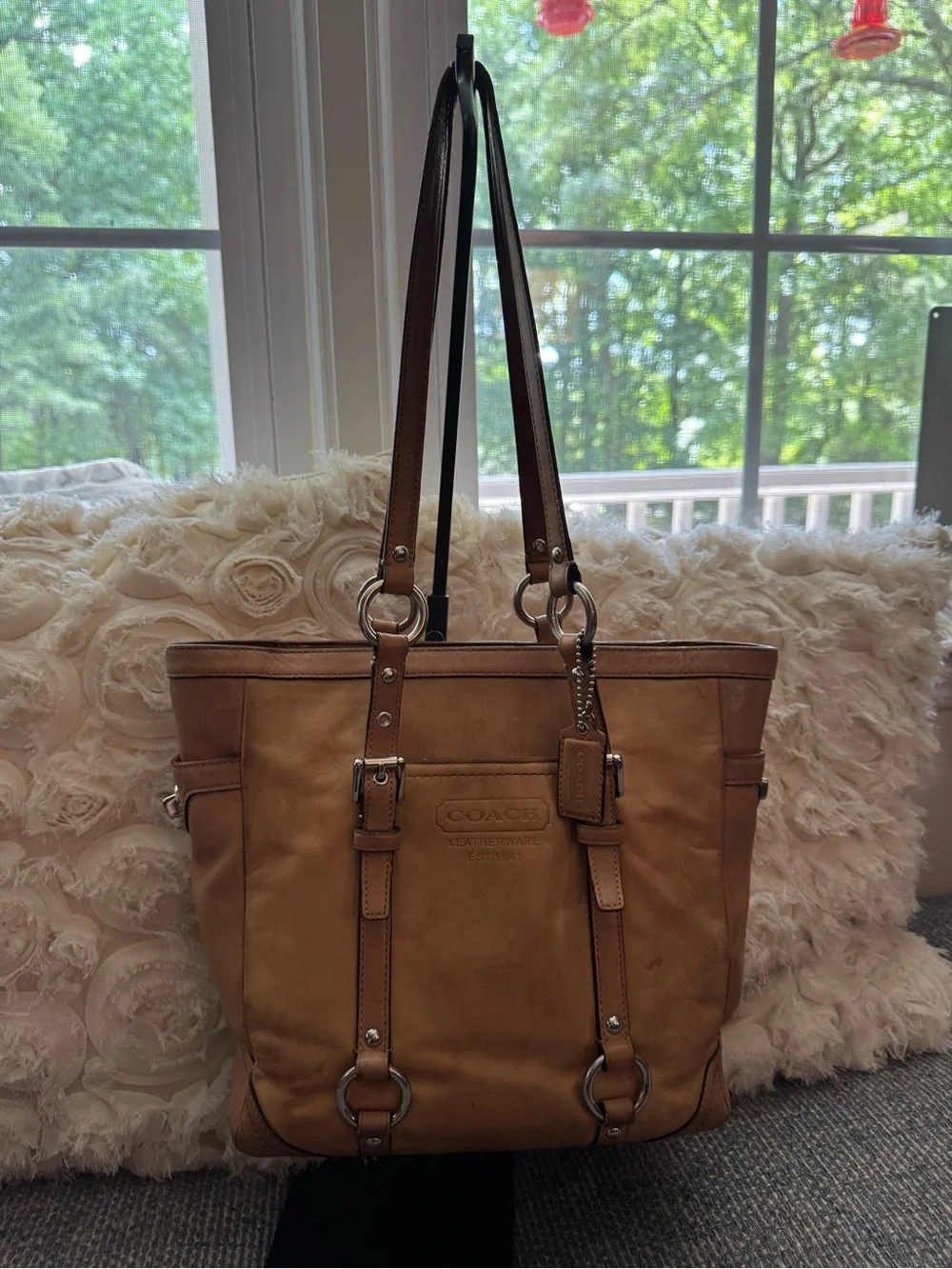 Coach Leatherware Leather F11524 Cognac Glove-Tanned Leather Shoulder ZipTop Bag